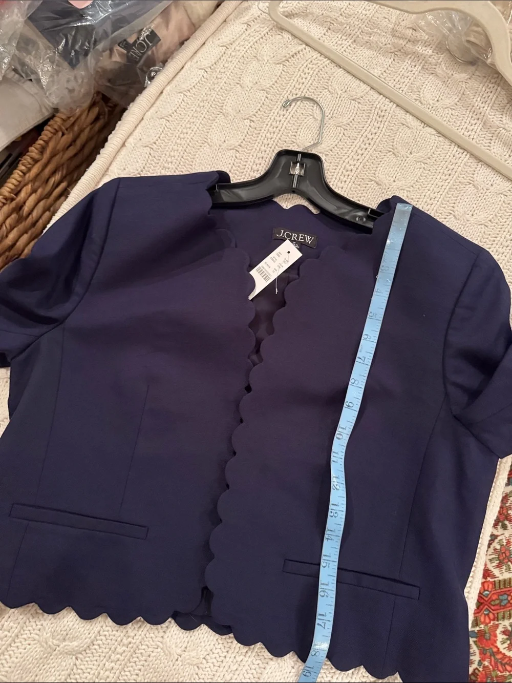 J.Crew Louisa lady jacket with scalloped trim in Gramercy linen blend CS843